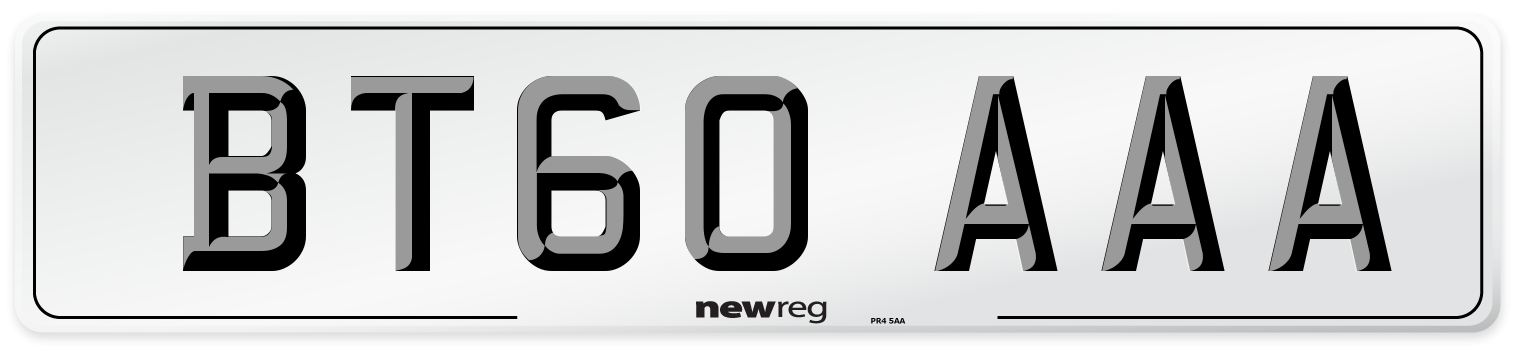 BT60 AAA Number Plate from New Reg